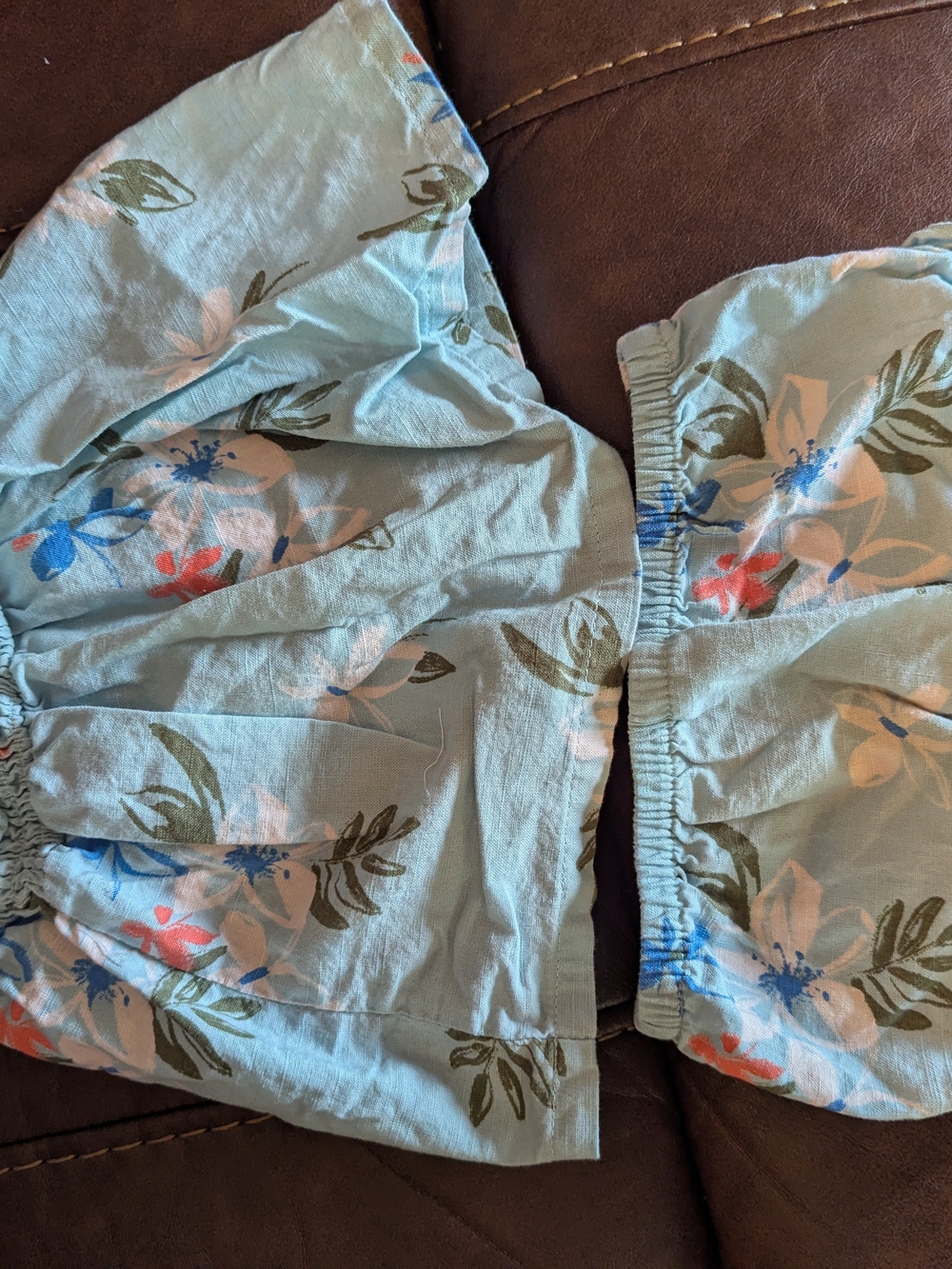 Carter's Light Blue Floral Elastic Waist Shorts And Top